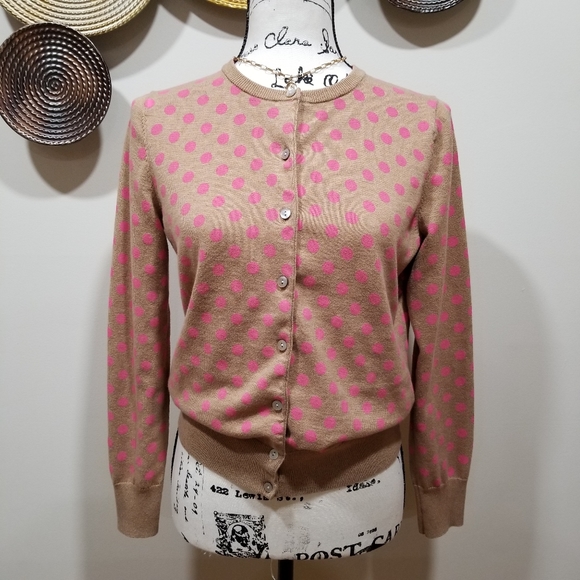 LANDS' END Cardigan Color Tan With Pink, SIZE S.. - Picture 2 of 15